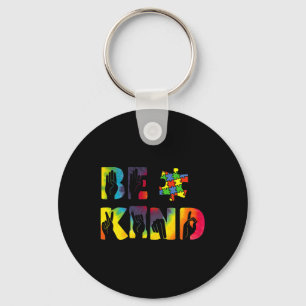 Kind Hand Sign Language Puzzle Autism Awareness As Key Ring