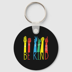 Kind Hand Sign Language Puzzle Autism Awareness As Key Ring