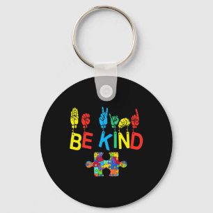 Kind Hand Sign Language Puzzle Autism Awareness As Key Ring