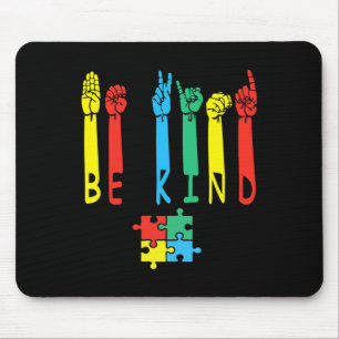 Kind Hand Sign Language Puzzle Autism Awareness As Mouse Pad