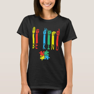 Kind Hand Sign Language Puzzle Autism Awareness As T-Shirt