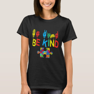 Kind Hand Sign Language Puzzle Autism Awareness As T-Shirt