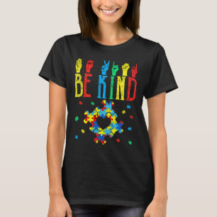 Kind Hand Sign Language Puzzle Autism Awareness As T-Shirt
