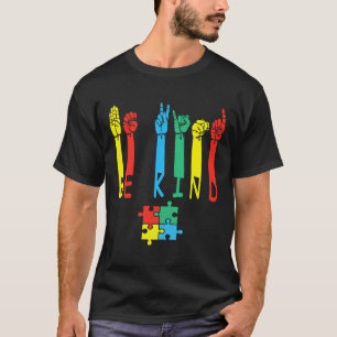 Kind Hand Sign Language Puzzle Autism Awareness As T-Shirt