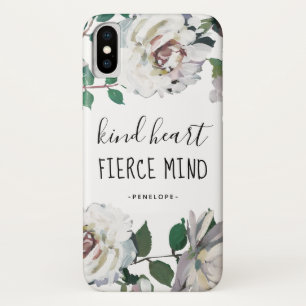 Kind Heart Fierce Mind Watercolor Floral and Name iPhone X Case