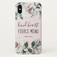 Kind Heart Fierce Mind Watercolor Floral and Name