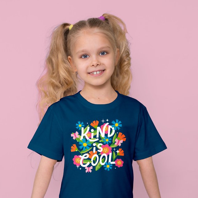 Kind is Cool Bold Colourful Flowers and Butterflie T-Shirt (Creator Uploaded)