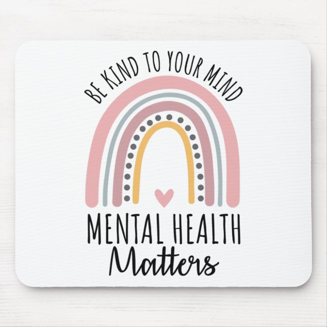Kind Mental Health Problems Polka Dot Rainbow Awar Mouse Pad (Front)