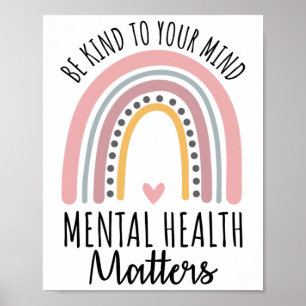 Kind Mental Health Problems Polka Dot Rainbow Awar Poster