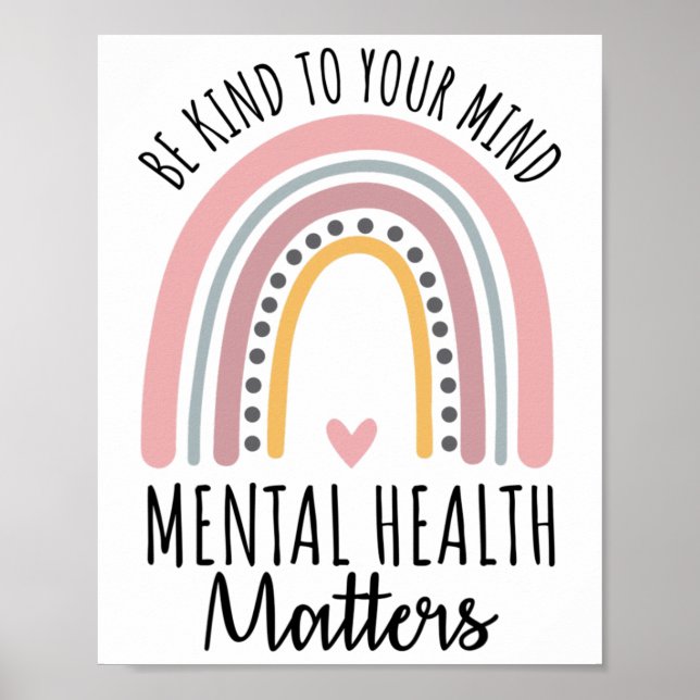 Kind Mental Health Problems Polka Dot Rainbow Awar Poster (Front)