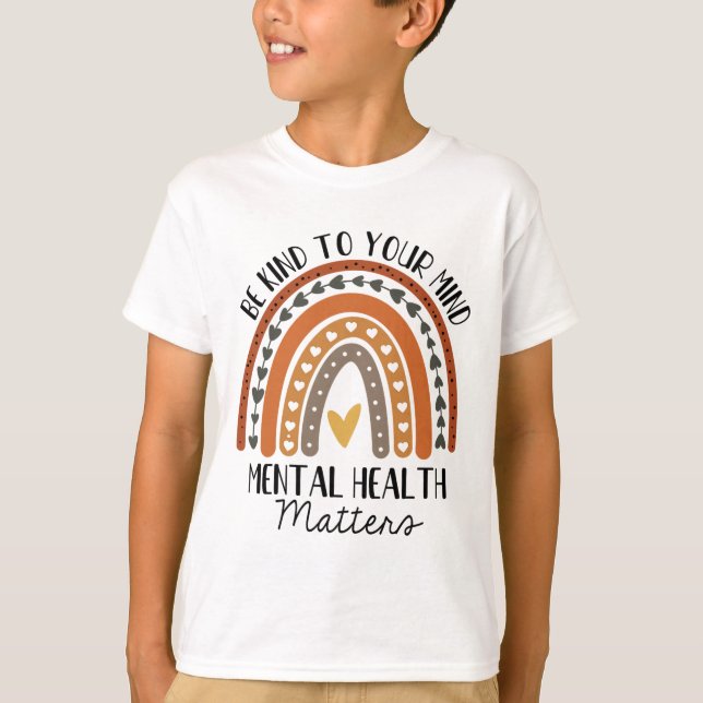 Kind Mental Health Problems Polka Dot Rainbow Awar T-Shirt (Front)