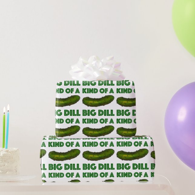 Kind of a Big Dill (Deal) Green Sour Pickle Foodie Wrapping Paper (Party Gifts)