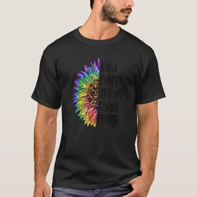 Kind People Are My Kinda People Tie Dye Hippie Sun T-Shirt (Front)