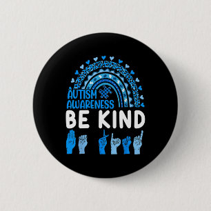 Kind Sign Language Asl Puzzle Rainbow Autism Aware 6 Cm Round Badge