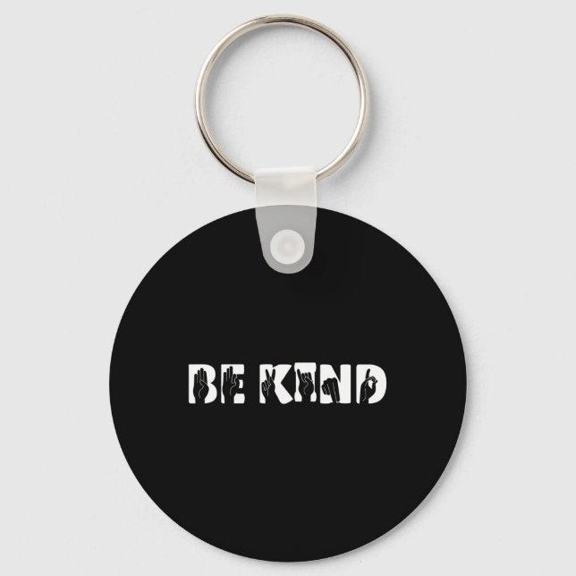 Kind Sign Language Deaf Awareness Kindness Support Key Ring (Front)