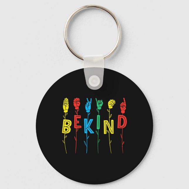 Kind Sign Language Hand Autism Awareness Asl Inter Key Ring (Front)