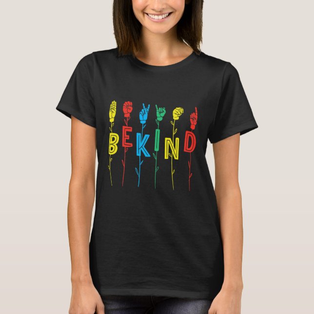 Kind Sign Language Hand Autism Awareness Asl Inter T-Shirt (Front)