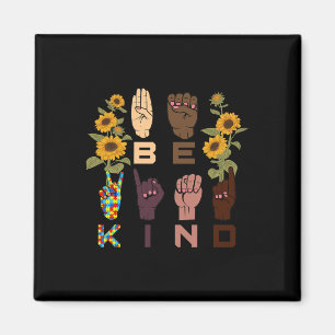 Kind Sign Language Hand Sunflower Autism Awareness Magnet