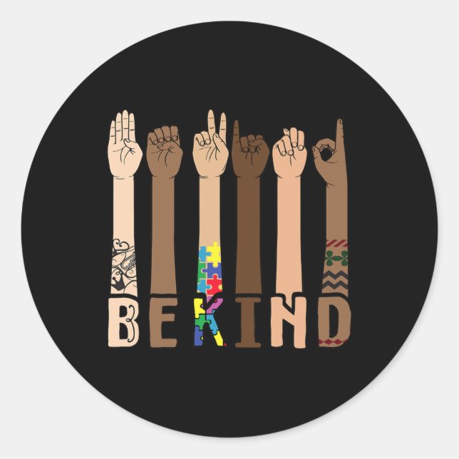 Kind Sign Language Hand Talking Teachers Interpret Classic Round Sticker (Front)