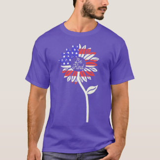Kind Sunflower American Flag Premium T-Shirt