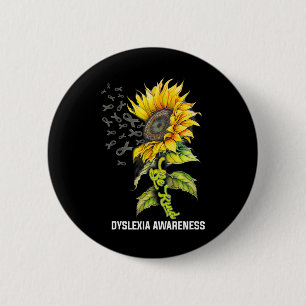 Kind Sunflower Dyslexia Awareness  6 Cm Round Badge