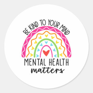 Kind To Your Mind Leopard Rainbow Mental Health Pr Classic Round Sticker