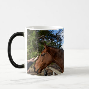 "Kind Touch: Bonding with a Gentle Brown Horse" Magic Mug