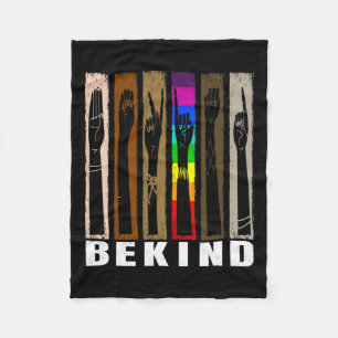 Kind Usa Sign Language Hand Talking Teachers Lgbtq Fleece Blanket