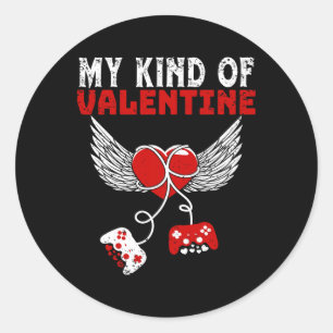 Kind Valentines Gamer Valentines Day Gaming Men Bo Classic Round Sticker