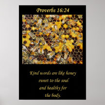 KInd Words Are Like Honey. A3 Christian art poster