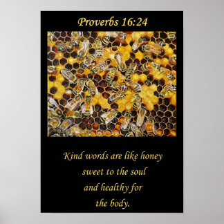 KInd Words Are Like Honey. A3 Christian art poster