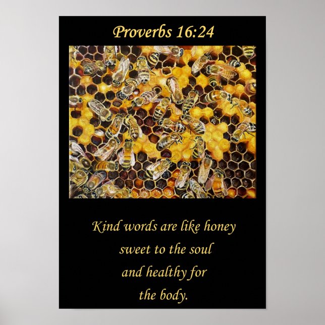 KInd Words Are Like Honey. A3 Christian art poster (Front)
