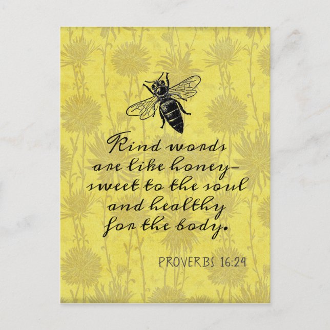 Kind Words Like Honey Quote Postcard (Front)