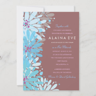 KINDA BLUE FLOWERS Bar Bat Mitzvah Invitation