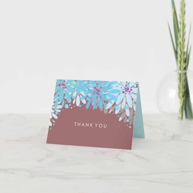 KINDA BLUE FLOWERS Folded Thank You Card (Front)