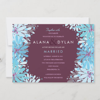 KINDA BLUE FLOWERS Jewish Wedding Invitation