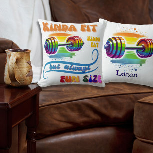 Kinda Fit Funny Fitness Rainbow Throw Pillow