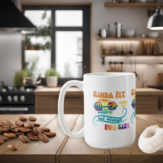 Kinda Fit Funny Gym Fitness Rainbow Coffee Mug (Foodie meets Fitness Kinda Fat Always Fun Size Coffee Mug )