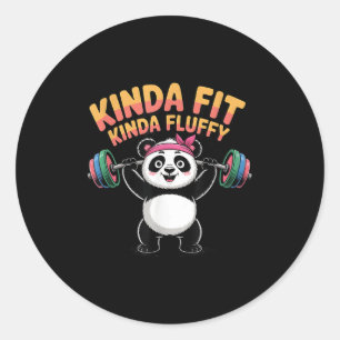 Kinda Fit Kinda Fluffy Panda Gym Funny Workout Fit Classic Round Sticker