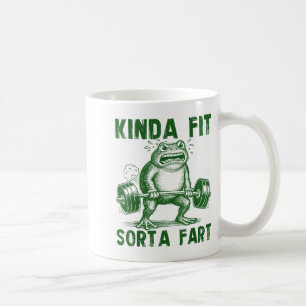 Kinda Fit Sorta Fart Funny Frog Farting While Weig Coffee Mug