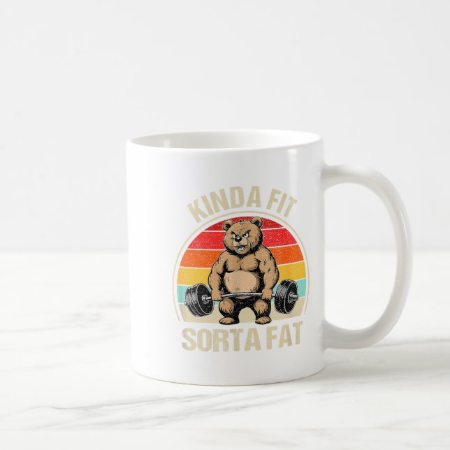 Kinda Fit Sorta Fat Funny Cute Bear Weightlifter  Coffee Mug (Right)