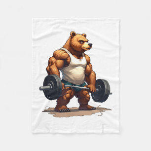 Kinda Fit Sorta Fat - Funny Gym Bear Weightlifting Fleece Blanket