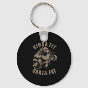 Kinda Fit Sorta Fat - Funny Gym Bear Weightlifting Key Ring