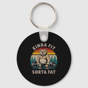 Kinda Fit Sorta Fat - Funny Gym Bear Weightlifting Key Ring