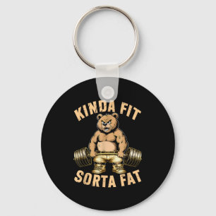Kinda Fit Sorta Fat - Funny Gym Bear Weightlifting Key Ring