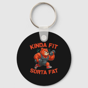 Kinda Fit Sorta Fat Funny Gym Bear Weightlifting W Key Ring