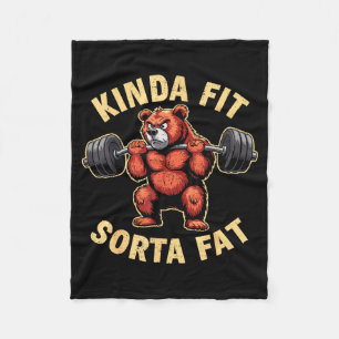 Kinda Fit Sorta Fat Funny Gym Bulldog Weightliftin Fleece Blanket