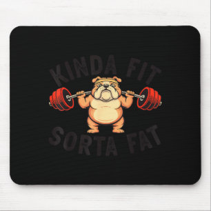 Kinda Fit Sorta Fat Funny Gym Bulldog Weightliftin Mouse Pad