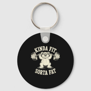 Kinda Fit Sorta Fat Funny Gym Cute Bear Retro Key Ring