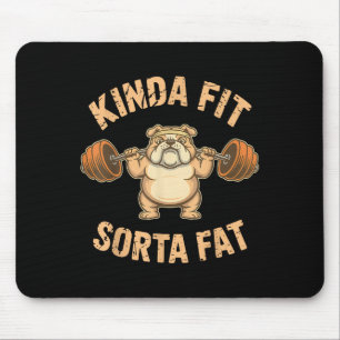 Kinda Fit Sorta Fat - Funny Gym Dog Weightlifting Mouse Pad